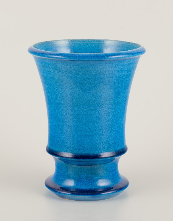 Nils Kähler for Kähler. 
Ceramic vase in azure glaze.