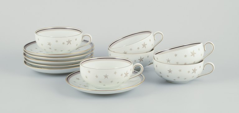 Bing and Grondahl, “Milky Way”. 
Six teacups with saucers.