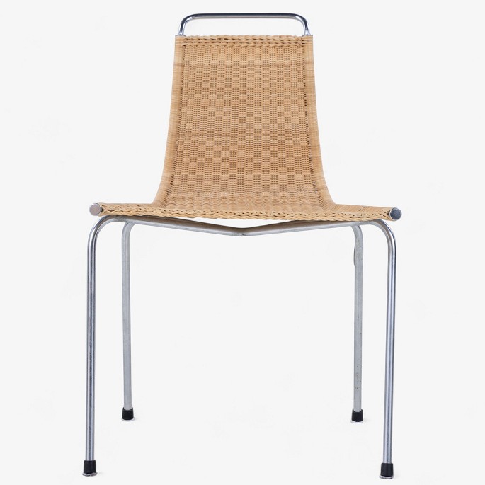 Poul Kjærholm / E. Kold Christensen.
PK 1 - Chair in matt chromed steel with seat and back in patinated cane.
1 pc. in stock
