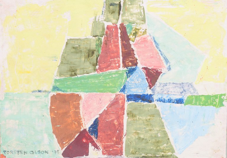 Torsten Hugo Olson (1904–1995)
Abstrakt komposition.
Olie på plade. 1975.