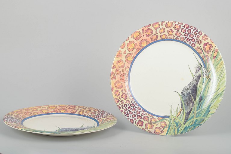 Gien, France“Savane” – Set of 2 large dinner plates, 1980s.