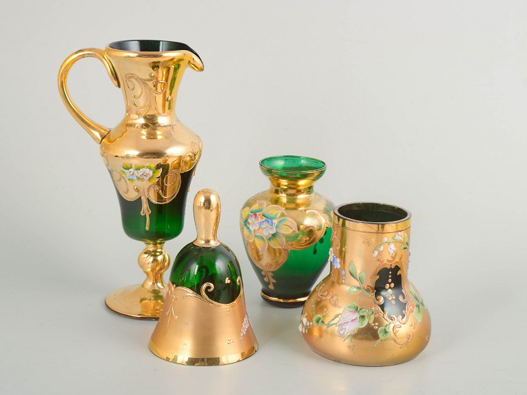 Bohemian glass, set of four pieces.