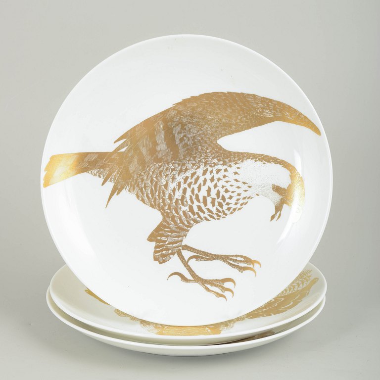 Paul Hoff for Gustavsberg, “Arter i fara” tre tallerkener.