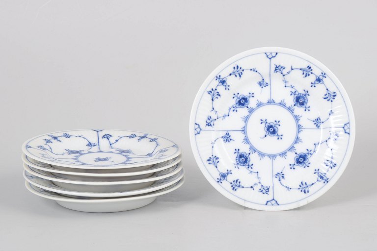 Royal Copenhagen Musselmalet Riflet, sæt af seks kagetallerkener.