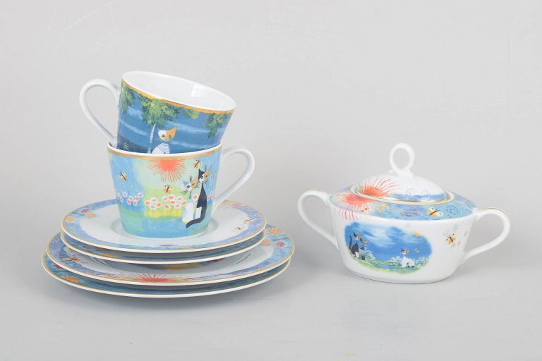 Rosina Wachtmeister for Goebel, sæt af to kaffekopper med matchende underkopper, to kagetallerkener og sukkerskål.