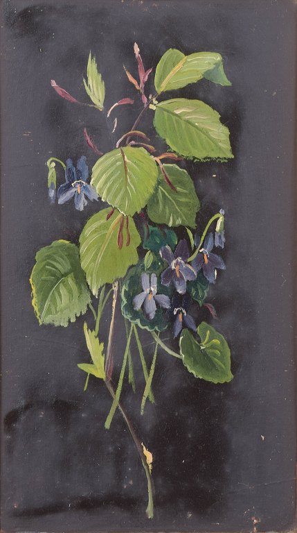 Dansk blomsterstilleben, olie på plade.