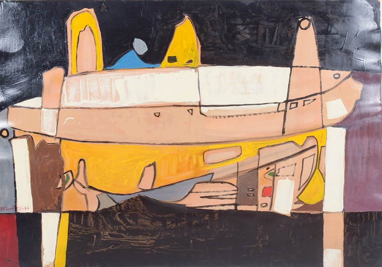 H. V. Sandberg (1922–2004), olie på plade, listet svensk kunstner.