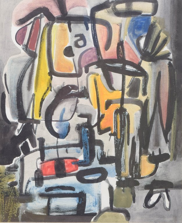 Simonetta Andriolli, abstrakt tempera på papir.