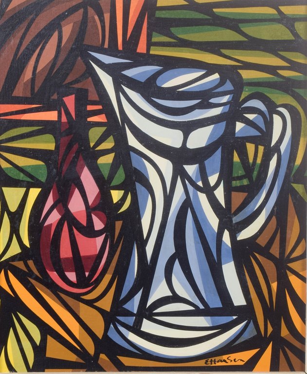 Scandinavian School, abstract composition, oil on board.