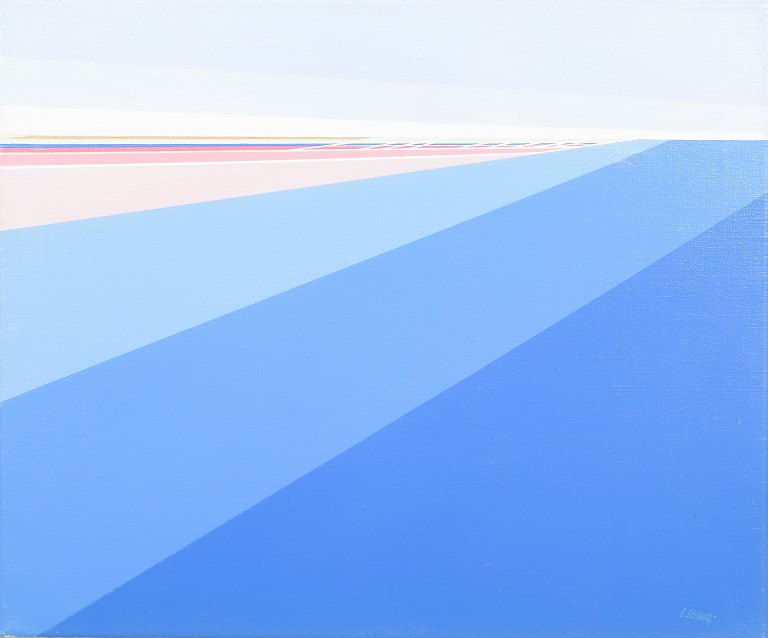 Søren Edsberg, abstrakt komposition, olie på lærred, listet dansk kunstner.